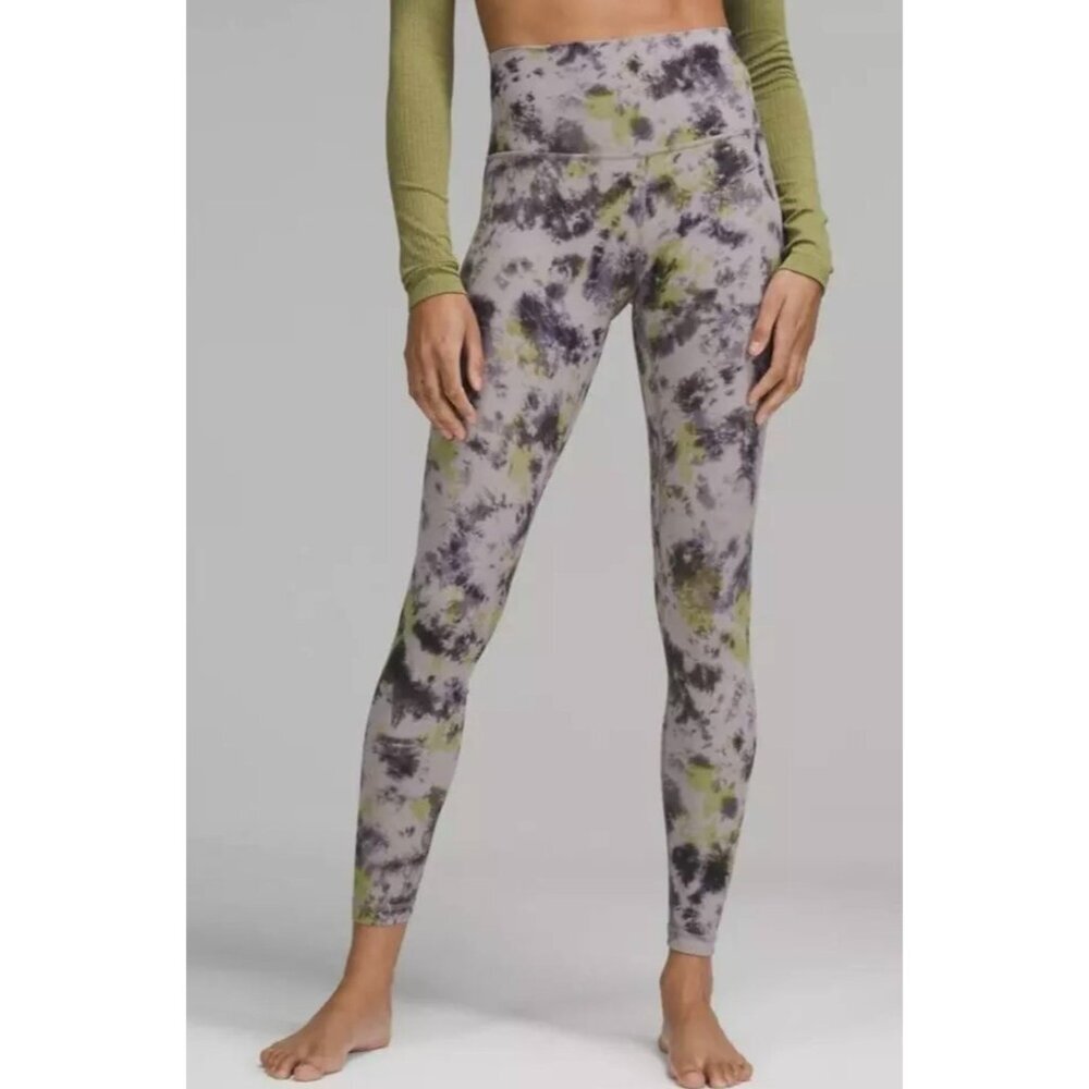 Lululemon Align High-Rise Leggings Womens 2 Lightweight Yoga Tie Dye Mauve Gray
